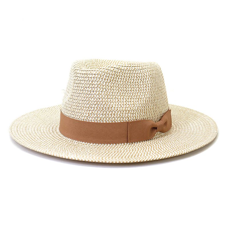 အမျိုးသားများအတွက် Bowknot Ribbon Straw Braid Fedora ဦးထုပ်