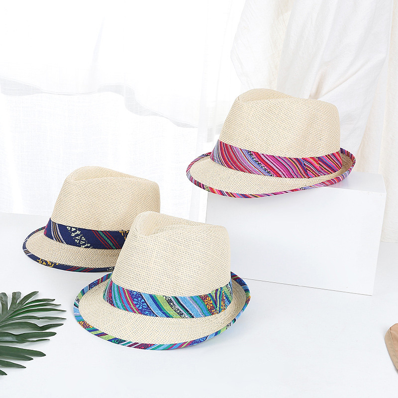 စျေးပေါသောတိုင်းရင်းသားနွေရာသီ Breathable Straw Trilby ဦးထုပ်