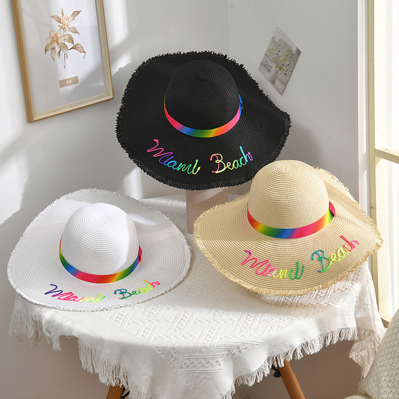 စိတ်ကြိုက်ပန်းထိုး Lady Uv Floppy Straw Hat ကို ကာကွယ်ပါ။