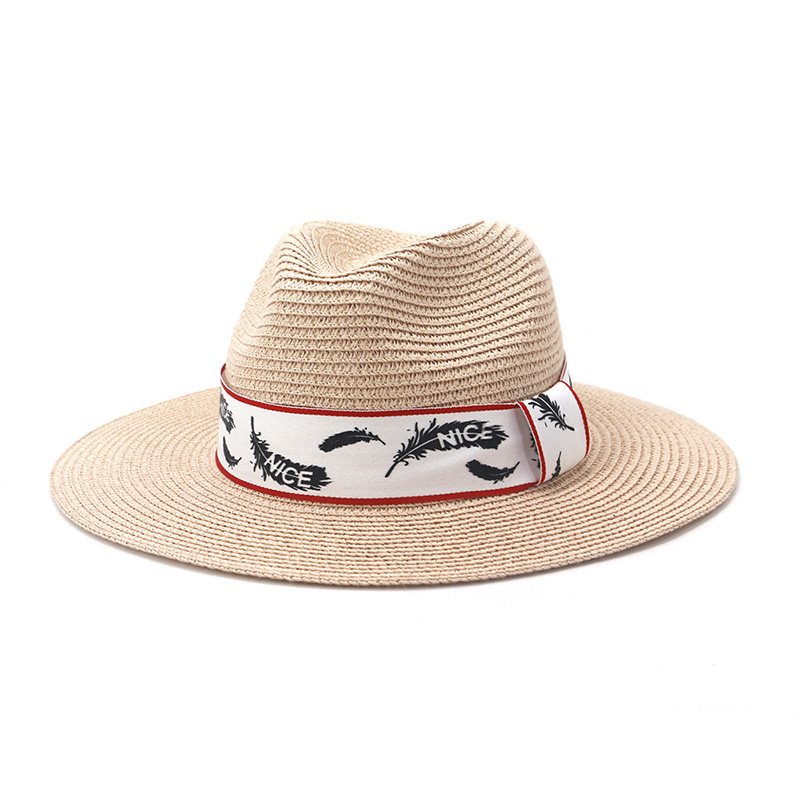 စိတ်ကြိုက်လိုဂို Mens Fedora Straw Hat