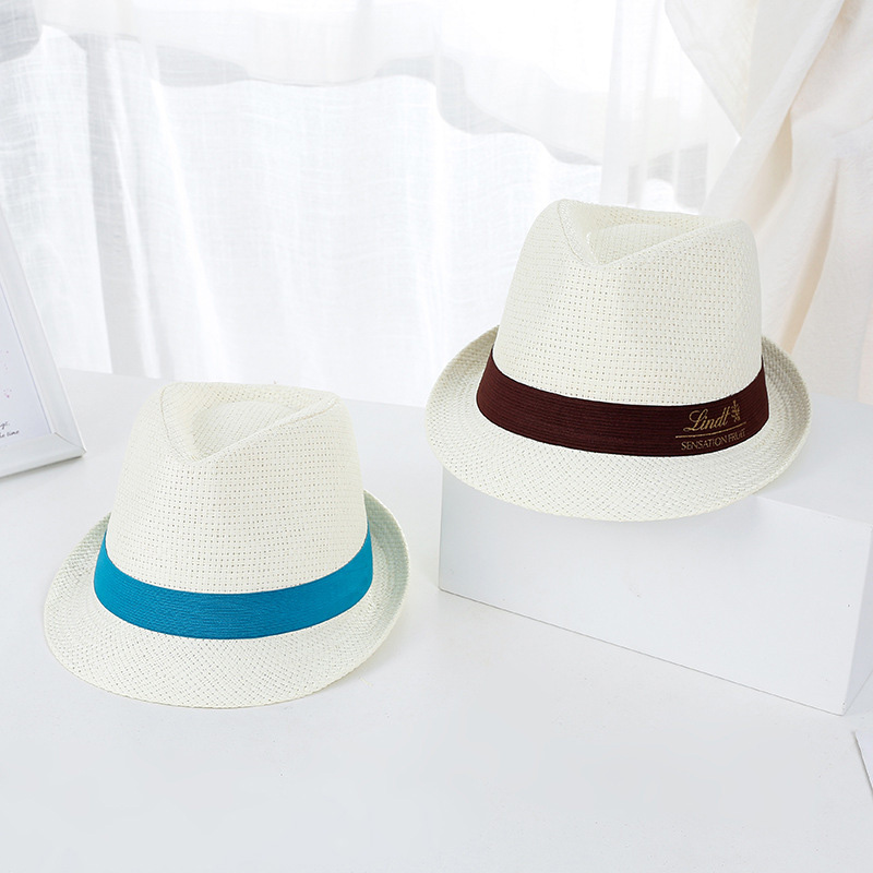 ပရိုမိုးရှင်းအတွက် Golden Logo Trilby Sun Straw Hat