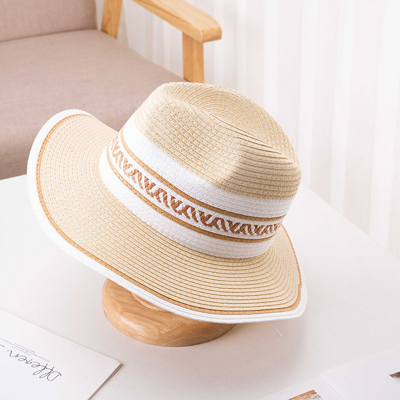 အရည်အသွေးမြင့် Summer Stripe Straw Fedora Sun Hat