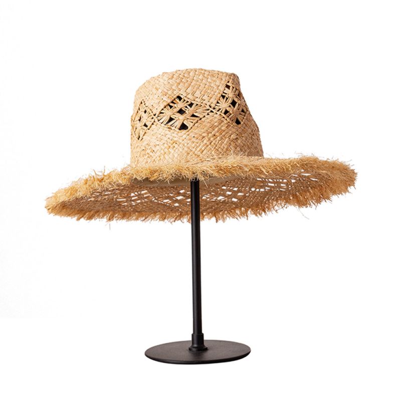 တရုတ်နိုင်ငံထုတ် Lady's raffia straw fedora နေရောင်ဦးထုပ်