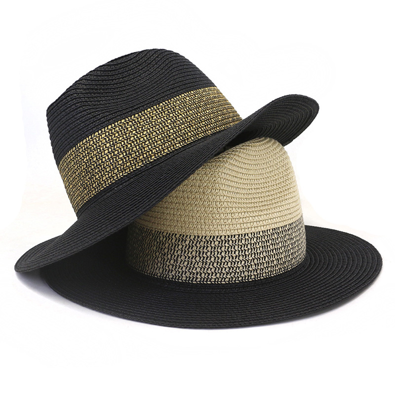 Mens Black Paper Straw ပနားမား Fedora ဦးထုပ်