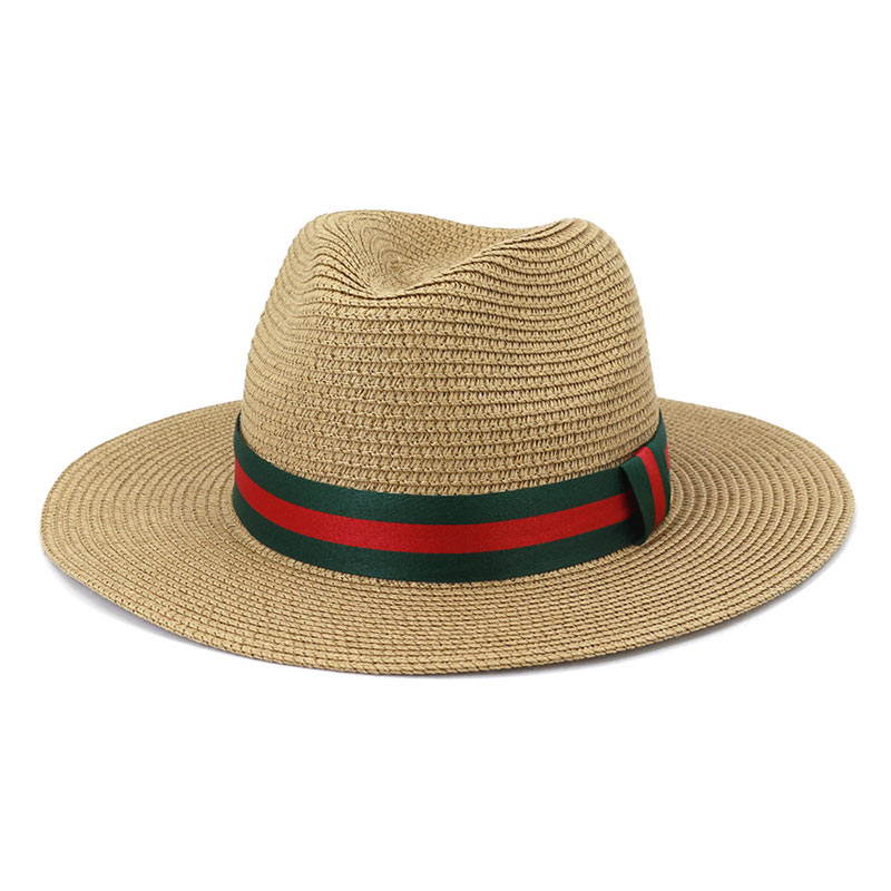 Ribbon Trim Solid Colour China Panama Straw Hat